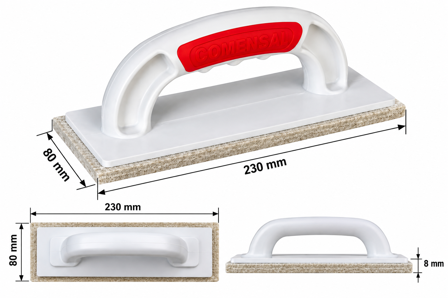 Paca plastikowa z filcem COMENSAL 8 × 23 cm - zdjęcie techniczne